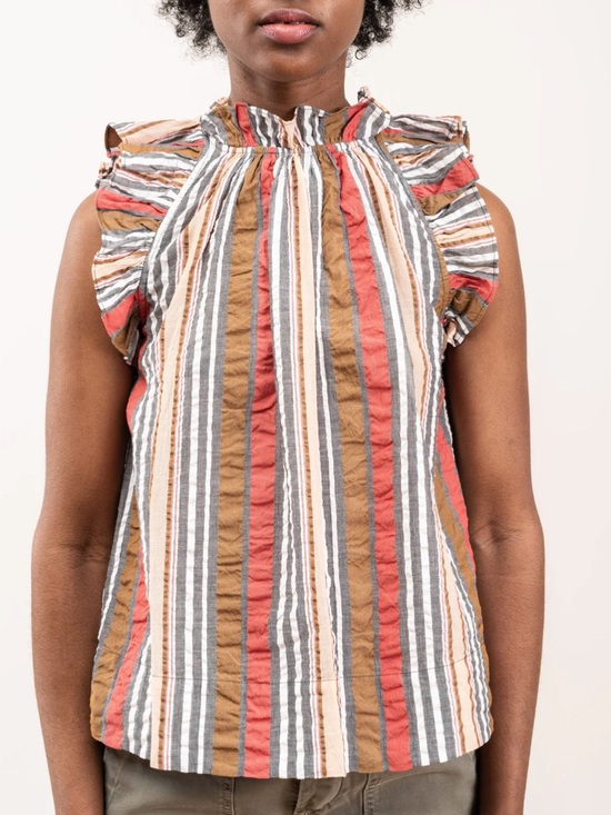 Ulla Johnson Tops - Ulla Johnson Top Adana Tank Ruffle in Poppy Stripe